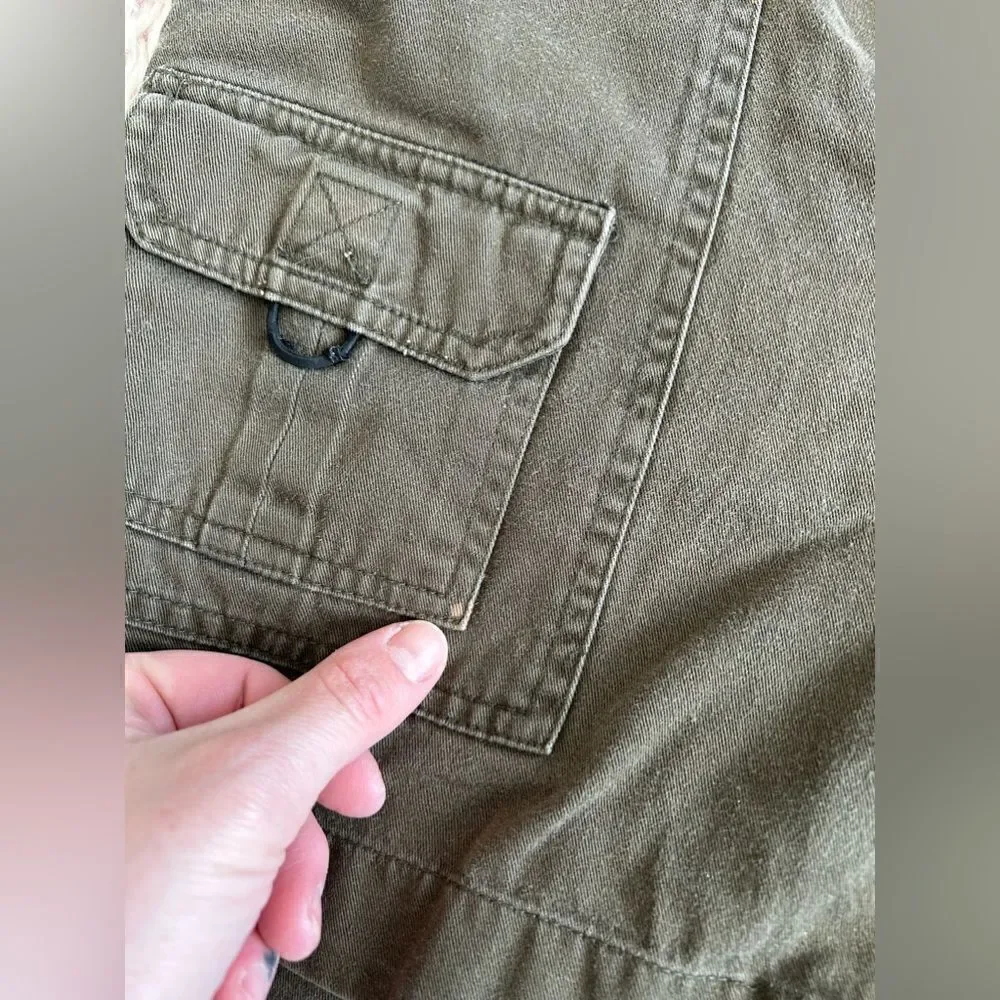 Chazzz‎ 90s Y2K Vintage Olive Army Green Utility Cargo Shorts Sz 7 Outdoor